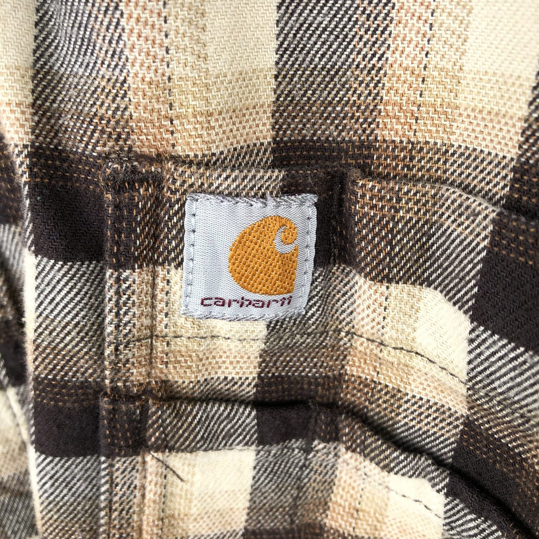 Carhartt Relaxed Fit Long Sleeve Button-Down Light Flannel Check Shirt, Men's Size XL cotton brown type Vintage Second Hand