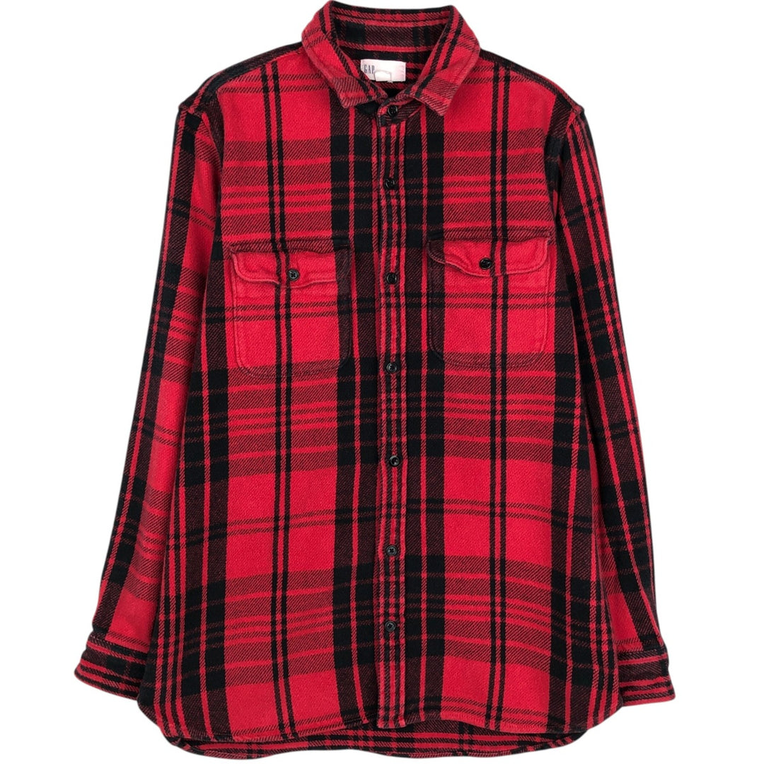 GAP STANDARD FIT Long-Sleeve Flannel Check Shirt, Men's Size M (approx.) cotton red type Vintage Second Hand