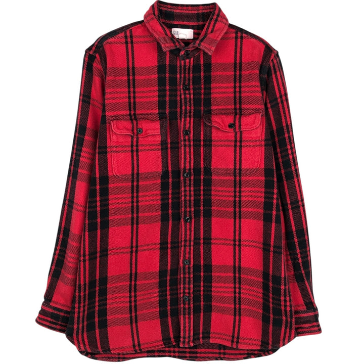 GAP STANDARD FIT Long-Sleeve Flannel Check Shirt, Men's Size M (approx.) cotton red type Vintage Second Hand