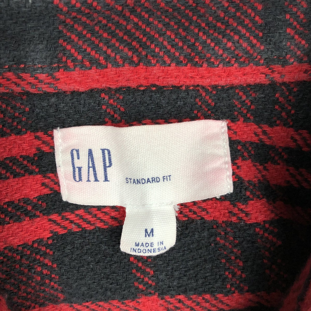 GAP STANDARD FIT Long-Sleeve Flannel Check Shirt, Men's Size M (approx.) cotton red type Vintage Second Hand