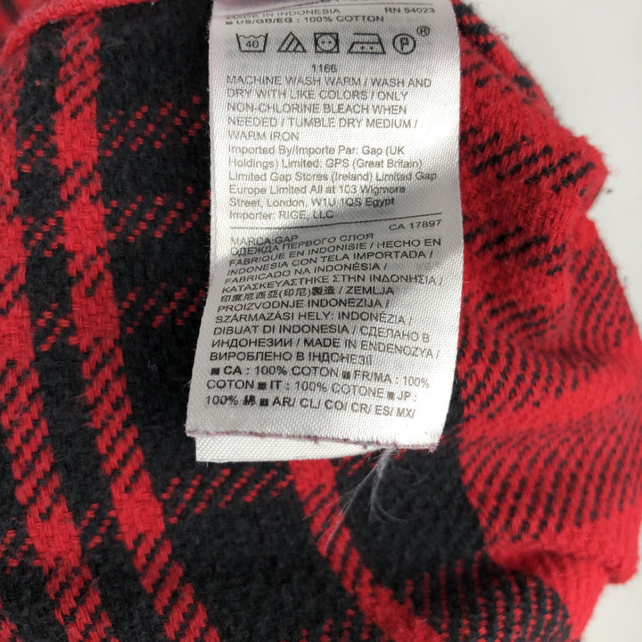 GAP STANDARD FIT Long-Sleeve Flannel Check Shirt, Men's Size M (approx.) cotton red type Vintage Second Hand