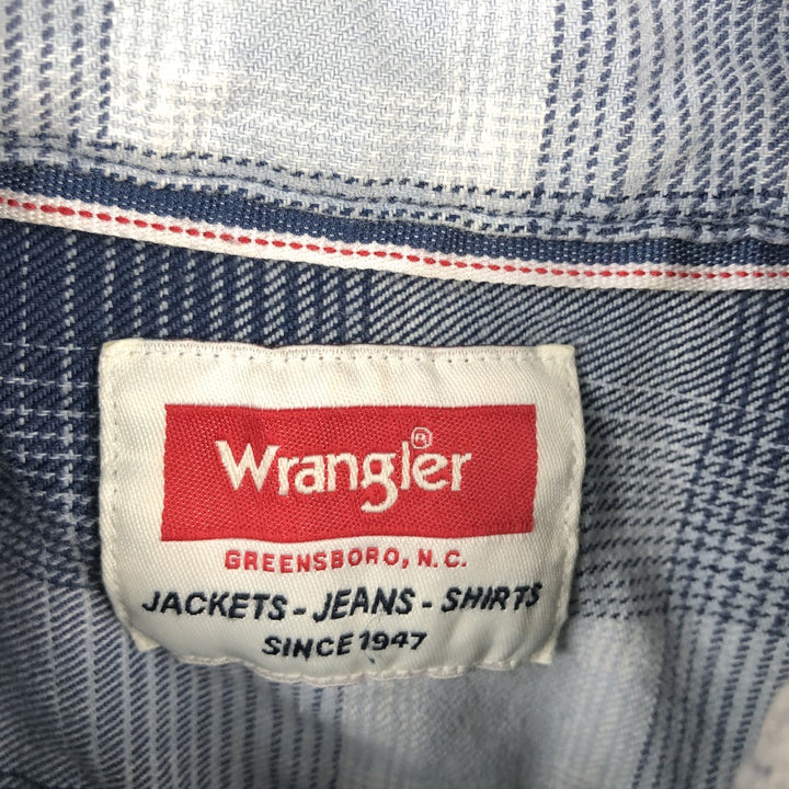 Wrangler Western Flannel Check Shirt, Men's Size M (approx.) cotton navy blue type Vintage Second Hand