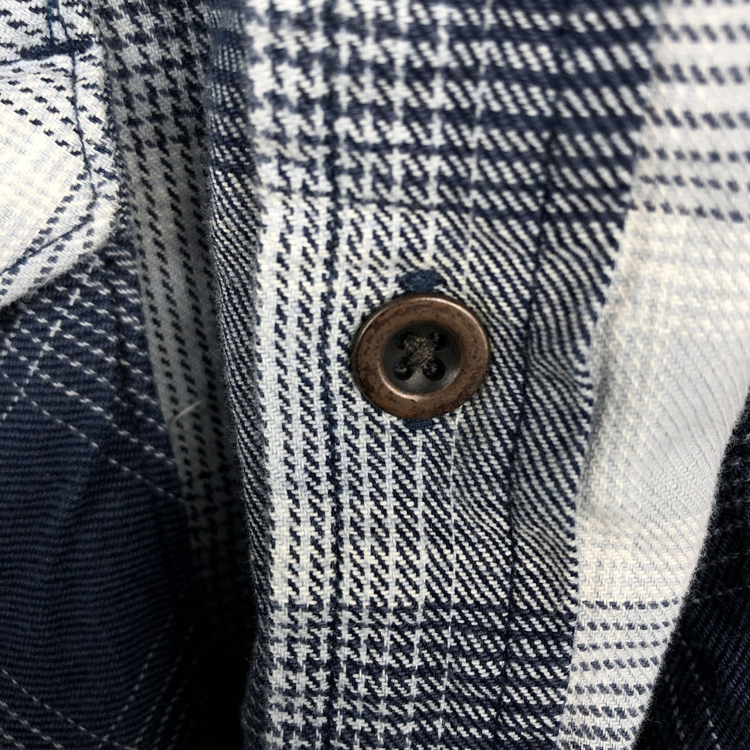 Wrangler Western Flannel Check Shirt, Men's Size M (approx.) cotton navy blue type Vintage Second Hand