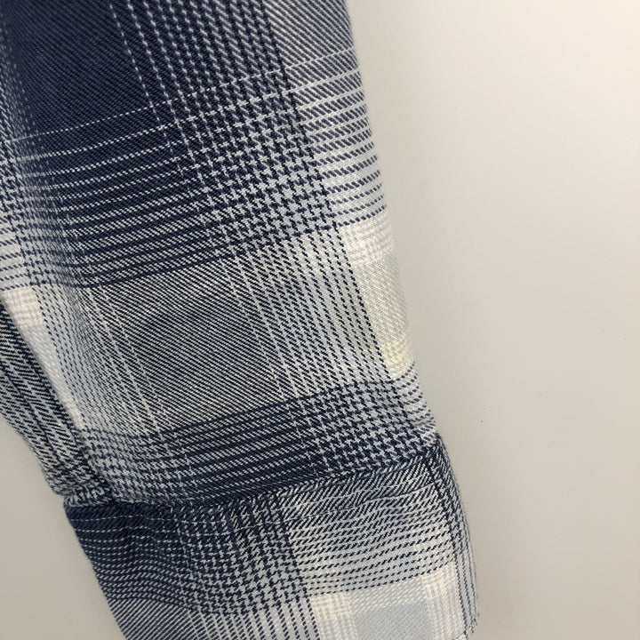 Wrangler Western Flannel Check Shirt, Men's Size M (approx.) cotton navy blue type Vintage Second Hand