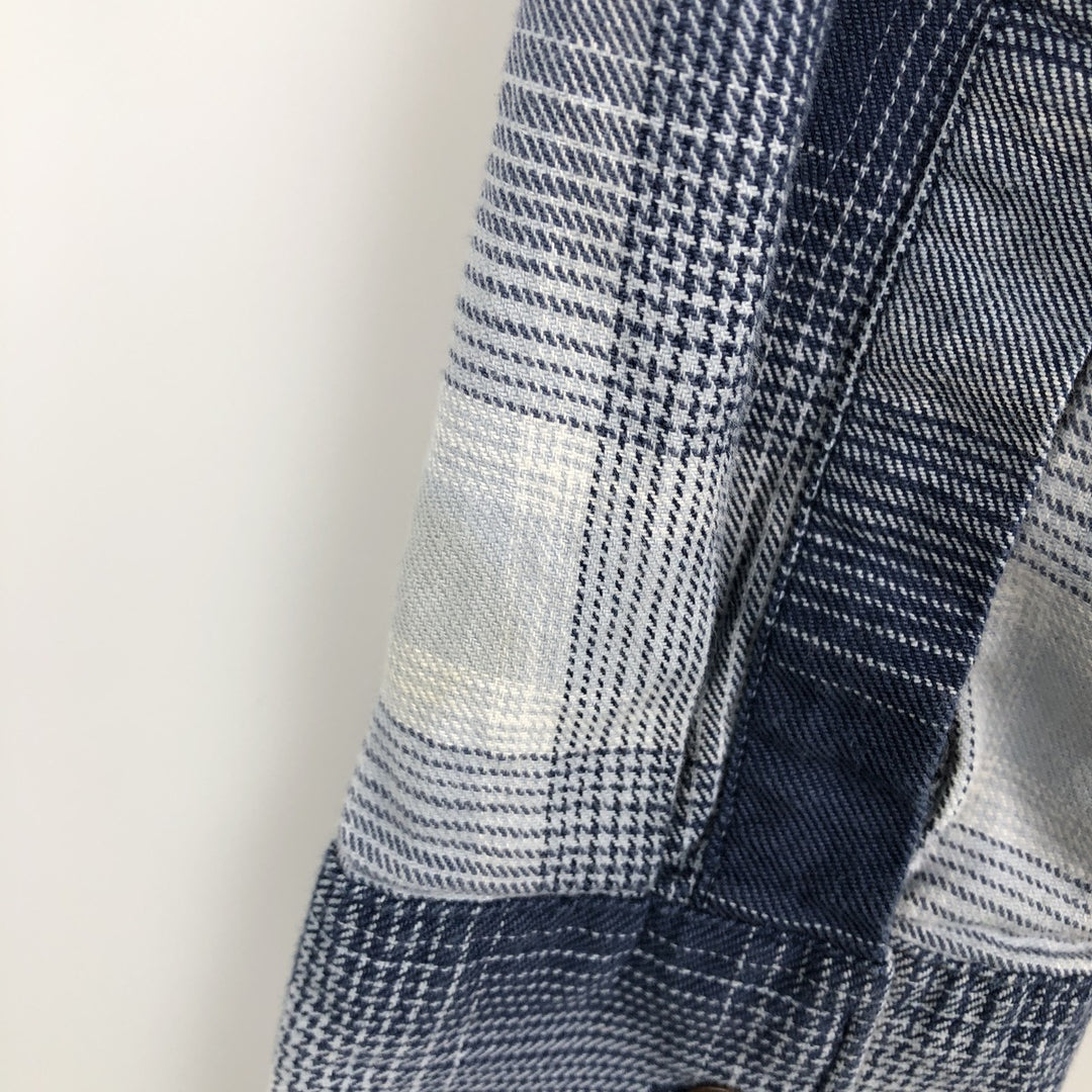 Wrangler Western Flannel Check Shirt, Men's Size M (approx.) cotton navy blue type Vintage Second Hand