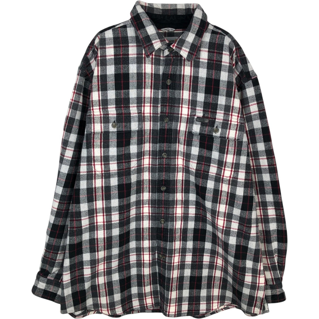Carhartt ORIGINAL FIT long sleeve heavy flannel check shirt, men's XL size cotton gray type Vintage Second Hand