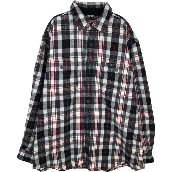 Carhartt ORIGINAL FIT long sleeve heavy flannel check shirt, men's XL size cotton gray type Vintage Second Hand
