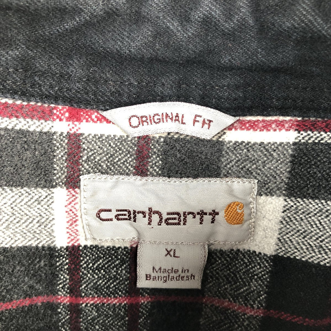Carhartt ORIGINAL FIT long sleeve heavy flannel check shirt, men's XL size cotton gray type Vintage Second Hand