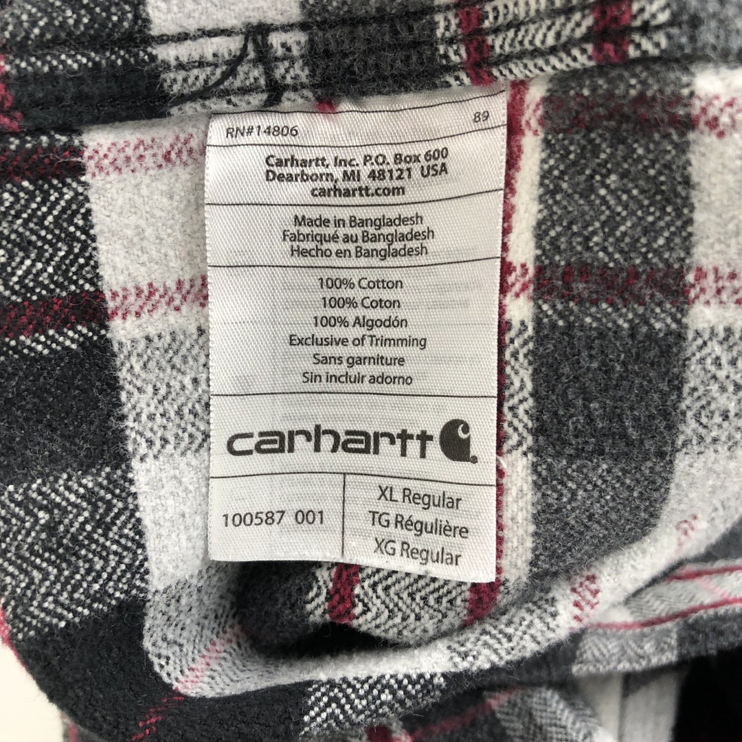 Carhartt ORIGINAL FIT long sleeve heavy flannel check shirt, men's XL size cotton gray type Vintage Second Hand