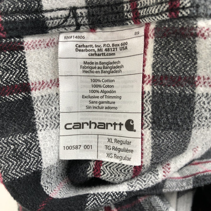 Carhartt ORIGINAL FIT long sleeve heavy flannel check shirt, men's XL size cotton gray type Vintage Second Hand