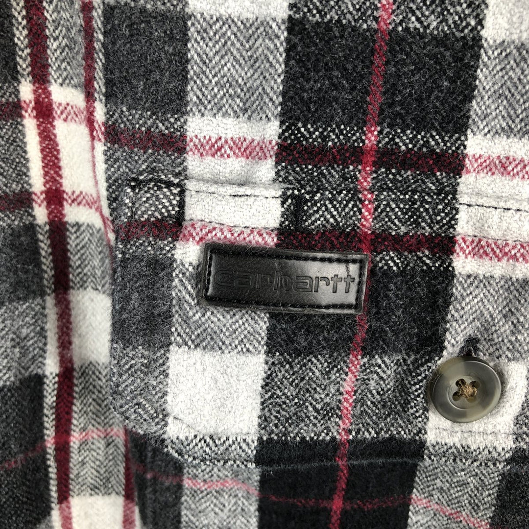 Carhartt ORIGINAL FIT long sleeve heavy flannel check shirt, men's XL size cotton gray type Vintage Second Hand