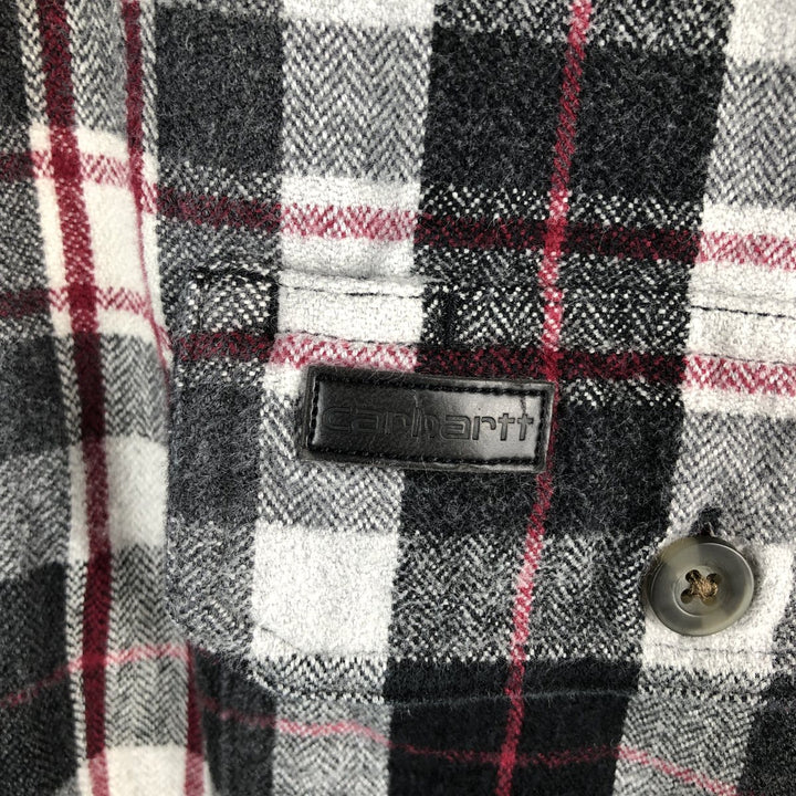 Carhartt ORIGINAL FIT long sleeve heavy flannel check shirt, men's XL size cotton gray type Vintage Second Hand