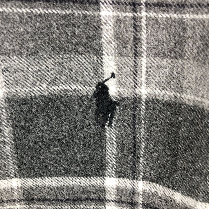 Ralph Lauren POLO RALPH LAUREN CLASSIC FIT long-sleeved flannel check shirt, men's size L cotton gray type Vintage Second Hand