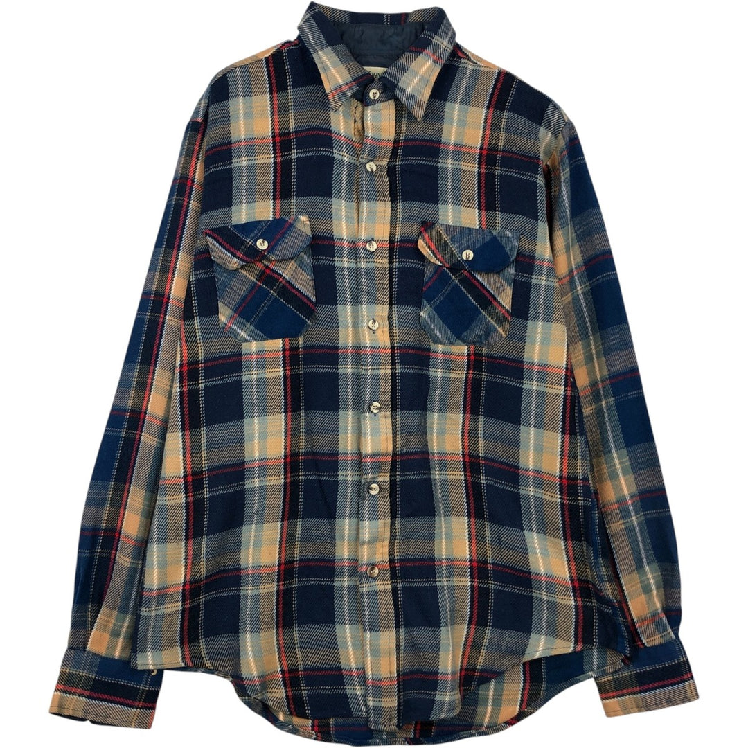 1990'S St. John's Bay Long-Sleeve Flannel Check Shirt, Men's Size L (approx.), Vintage acrylic blue type Vintage Second Hand