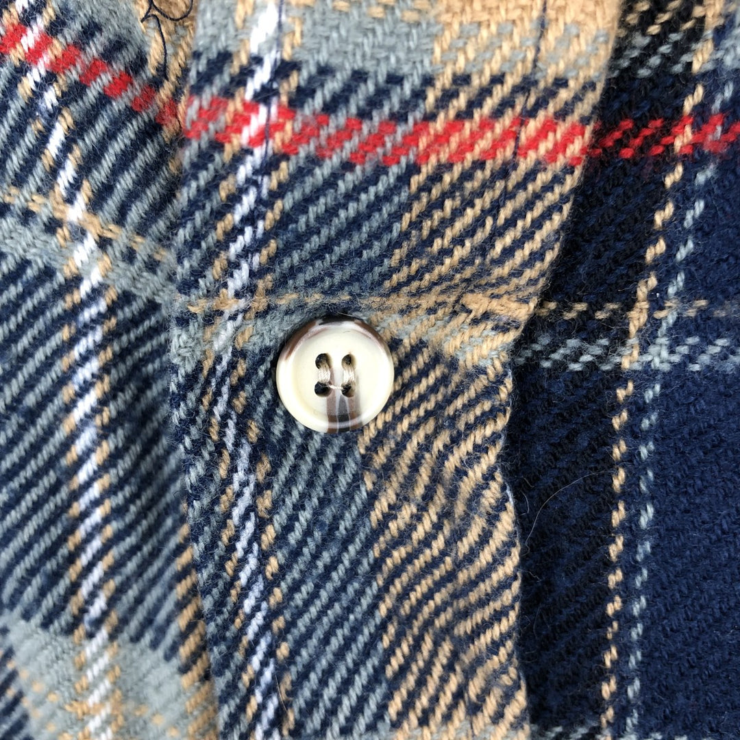1990'S St. John's Bay Long-Sleeve Flannel Check Shirt, Men's Size L (approx.), Vintage acrylic blue type Vintage Second Hand