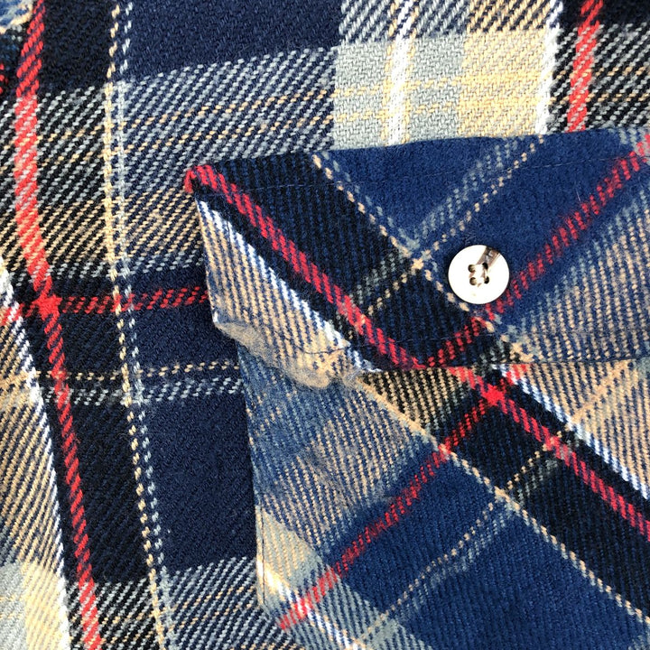 1990'S St. John's Bay Long-Sleeve Flannel Check Shirt, Men's Size L (approx.), Vintage acrylic blue type Vintage Second Hand