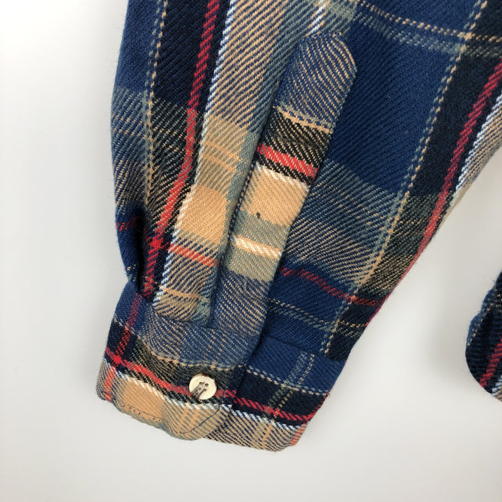 1990'S St. John's Bay Long-Sleeve Flannel Check Shirt, Men's Size L (approx.), Vintage acrylic blue type Vintage Second Hand