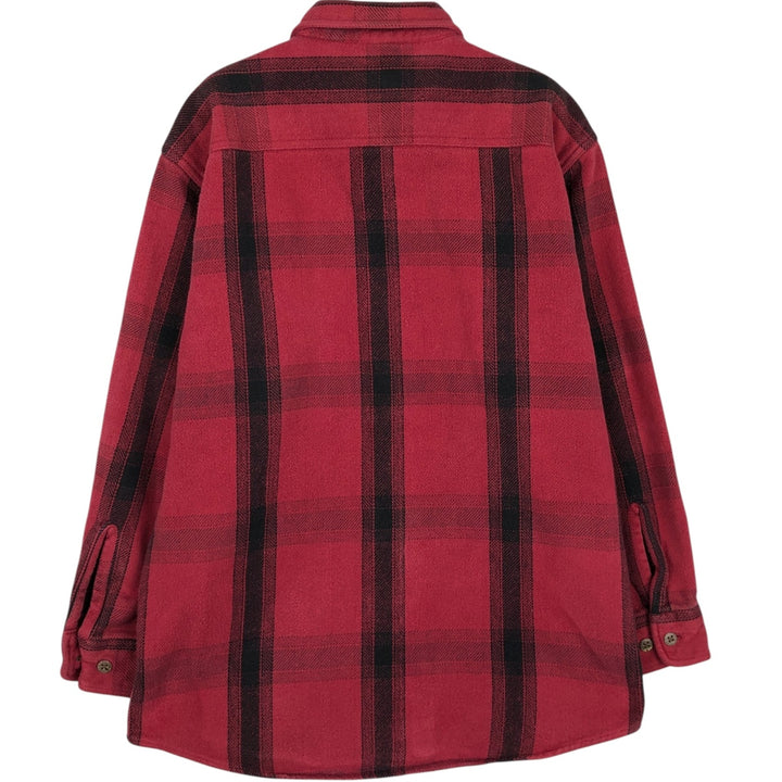 St. John's Bay Long-Sleeve Heavy Flannel Check Shirt, Men's Size M (approx.) cotton red type Vintage Second Hand