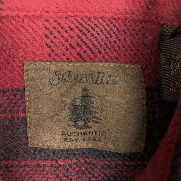 St. John's Bay Long-Sleeve Heavy Flannel Check Shirt, Men's Size M (approx.) cotton red type Vintage Second Hand