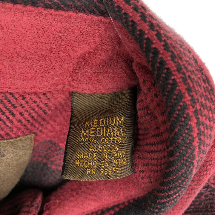 St. John's Bay Long-Sleeve Heavy Flannel Check Shirt, Men's Size M (approx.) cotton red type Vintage Second Hand