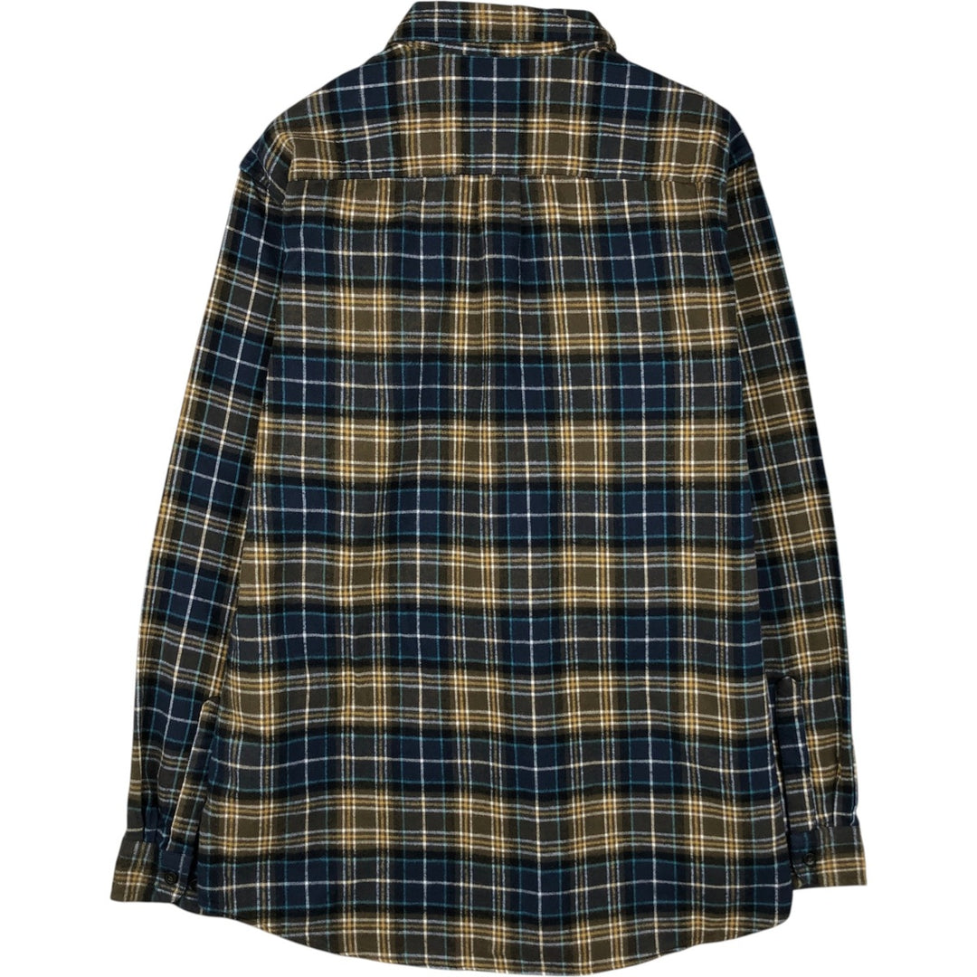 90s-00'S LL Bean Traditional Fit Long Sleeve Button-Down Light Flannel Check Shirt, Men's Size L, Vintage cotton navy blue type Vintage Second Hand