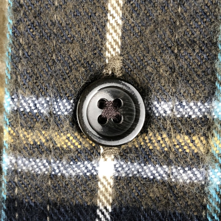 90s-00'S LL Bean Traditional Fit Long Sleeve Button-Down Light Flannel Check Shirt, Men's Size L, Vintage cotton navy blue type Vintage Second Hand