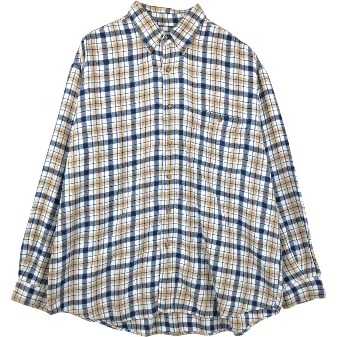 2000'S Eddie Bauer Long-Sleeve Button-Down Light Flannel Check Shirt, Men's Size L (approx.) cotton black type Vintage Second Hand