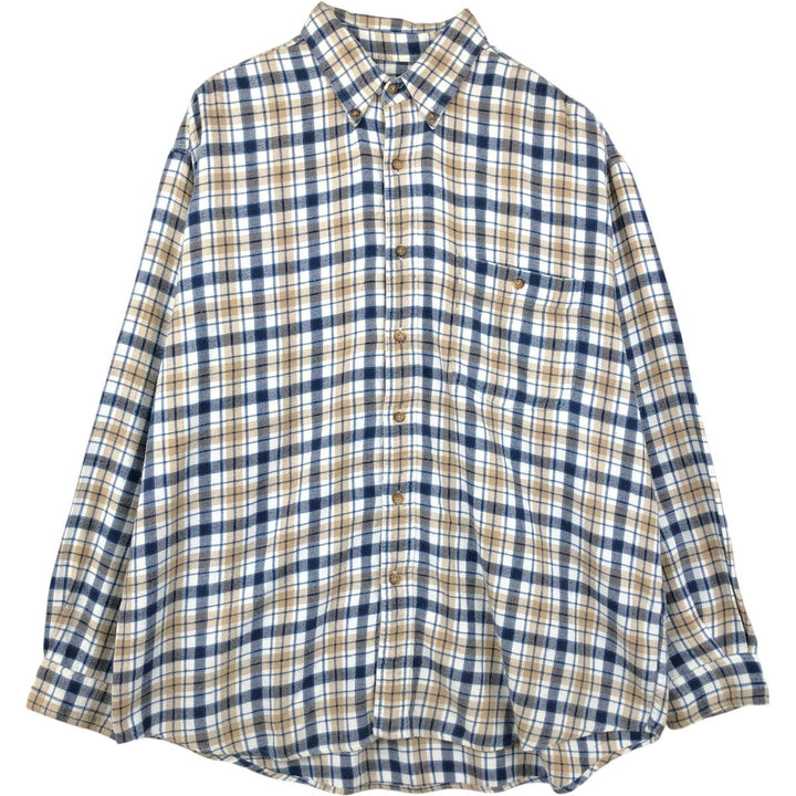 2000'S Eddie Bauer Long-Sleeve Button-Down Light Flannel Check Shirt, Men's Size L (approx.) cotton black type Vintage Second Hand