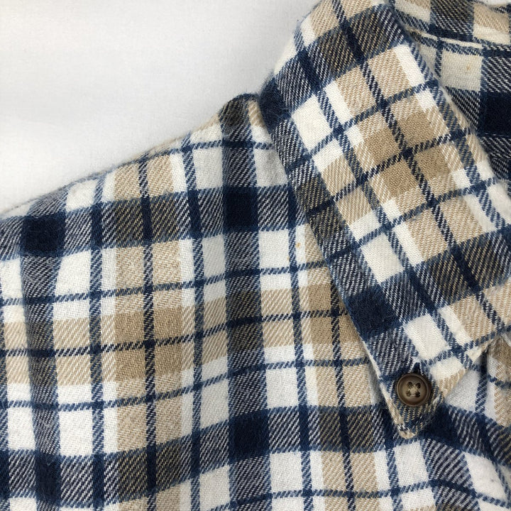 2000'S Eddie Bauer Long-Sleeve Button-Down Light Flannel Check Shirt, Men's Size L (approx.) cotton black type Vintage Second Hand
