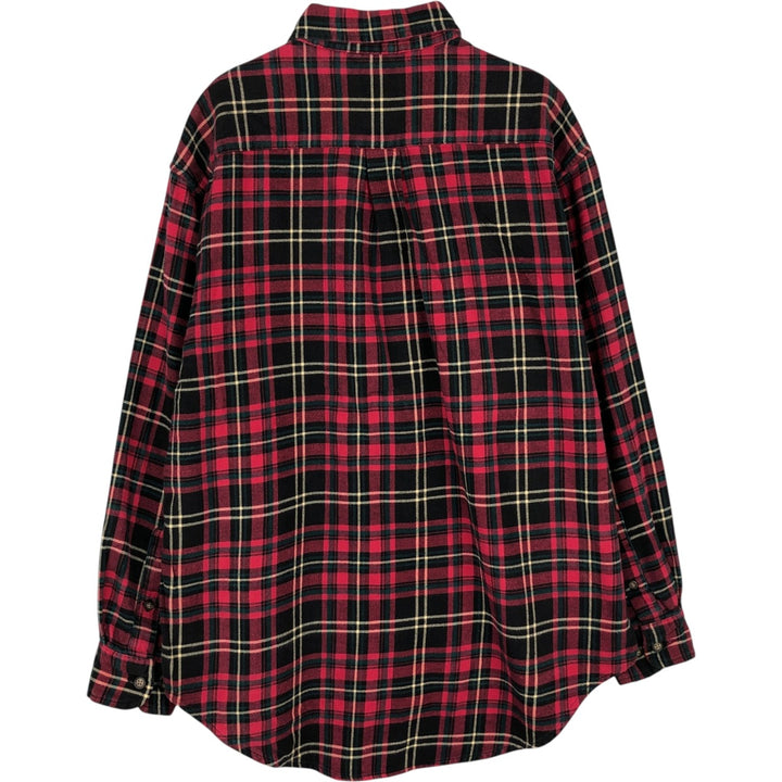 90'S GAP Vintage Long Sleeve Button-Down Flannel Check Shirt, Men's Size Medium cotton red type Vintage Second Hand