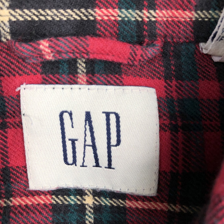 90'S GAP Vintage Long Sleeve Button-Down Flannel Check Shirt, Men's Size Medium cotton red type Vintage Second Hand