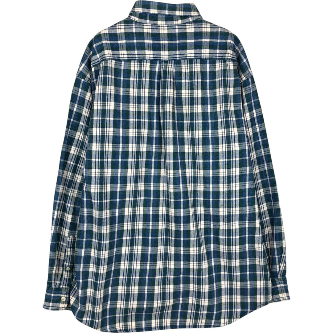 90'S GAP Vintage Long Sleeve Button-Down Flannel Check Shirt, Men's Size L cotton blue type Vintage Second Hand