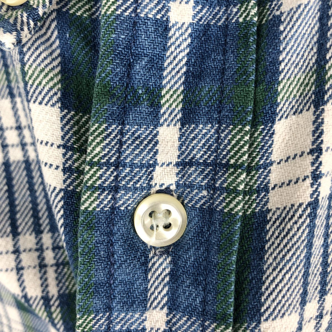 90'S GAP Vintage Long Sleeve Button-Down Flannel Check Shirt, Men's Size L cotton blue type Vintage Second Hand