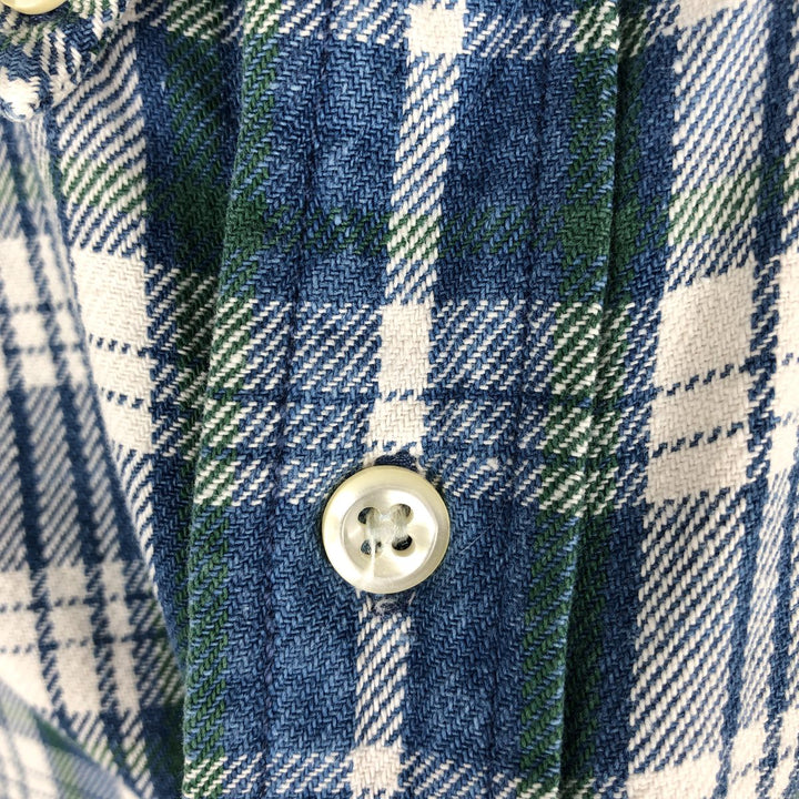 90'S GAP Vintage Long Sleeve Button-Down Flannel Check Shirt, Men's Size L cotton blue type Vintage Second Hand