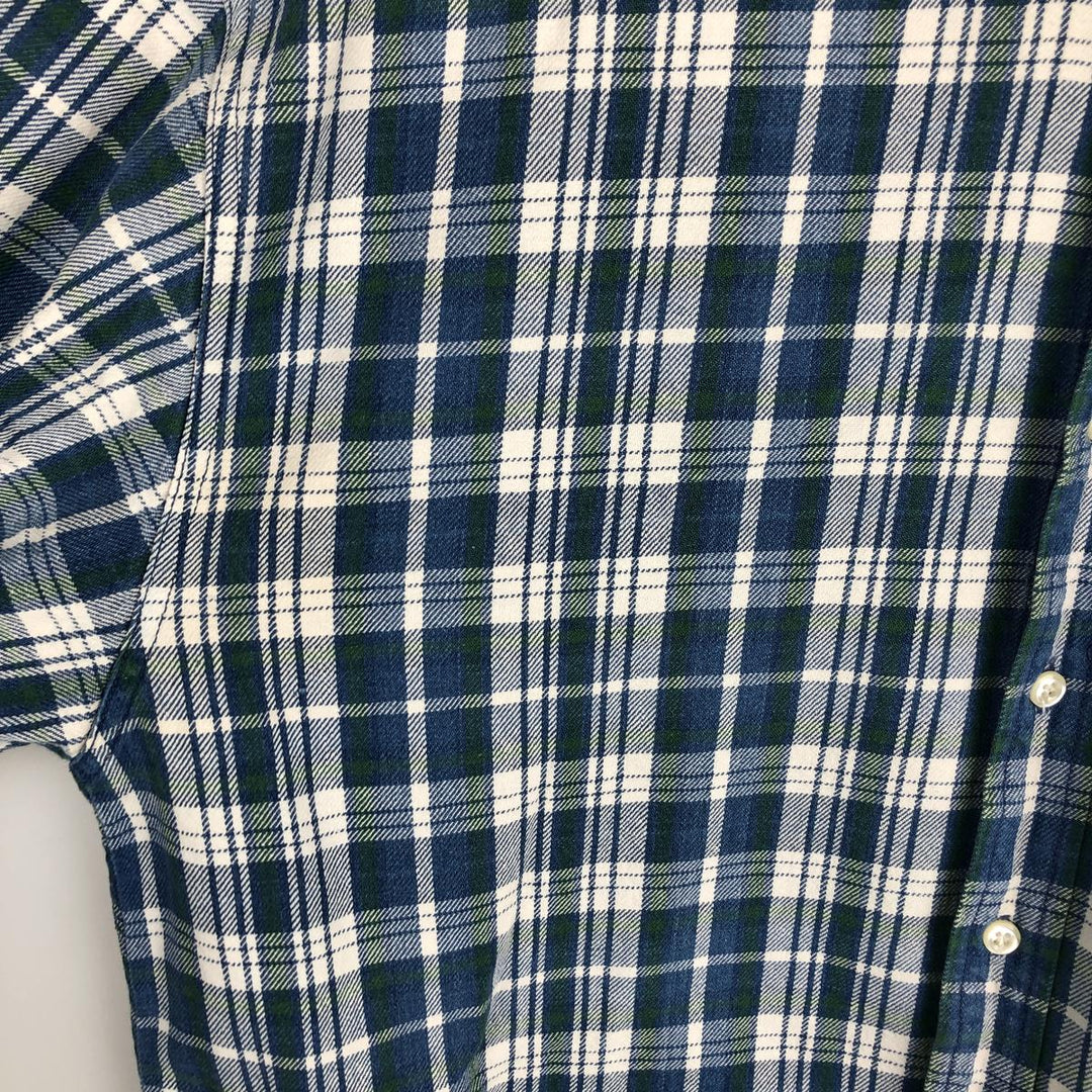 90'S GAP Vintage Long Sleeve Button-Down Flannel Check Shirt, Men's Size L cotton blue type Vintage Second Hand