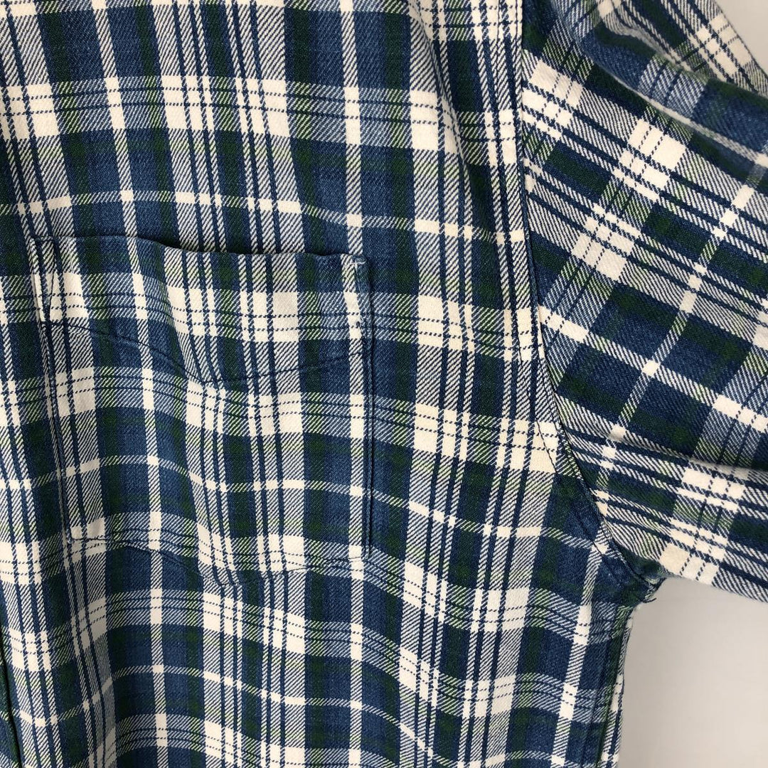 90'S GAP Vintage Long Sleeve Button-Down Flannel Check Shirt, Men's Size L cotton blue type Vintage Second Hand