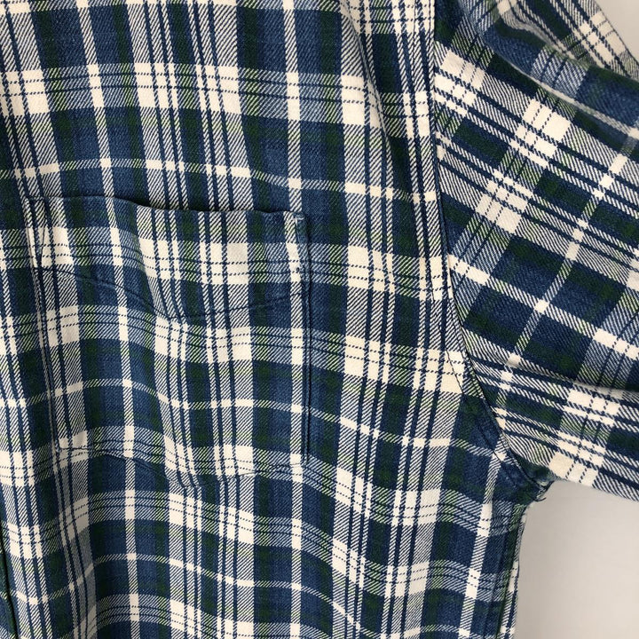 90'S GAP Vintage Long Sleeve Button-Down Flannel Check Shirt, Men's Size L cotton blue type Vintage Second Hand