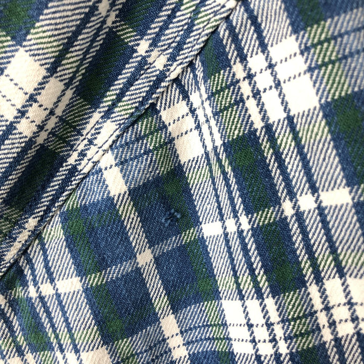 90'S GAP Vintage Long Sleeve Button-Down Flannel Check Shirt, Men's Size L cotton blue type Vintage Second Hand