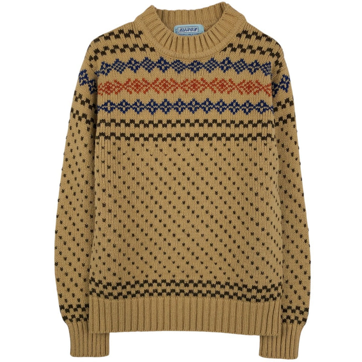 IMAGE All-over Nordic Pattern Acrylic Knit Sweater, Men's Size M acrylic ocher yellow type Vintage Second Hand
