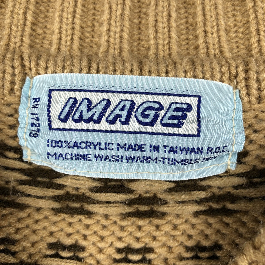 IMAGE All-over Nordic Pattern Acrylic Knit Sweater, Men's Size M acrylic ocher yellow type Vintage Second Hand