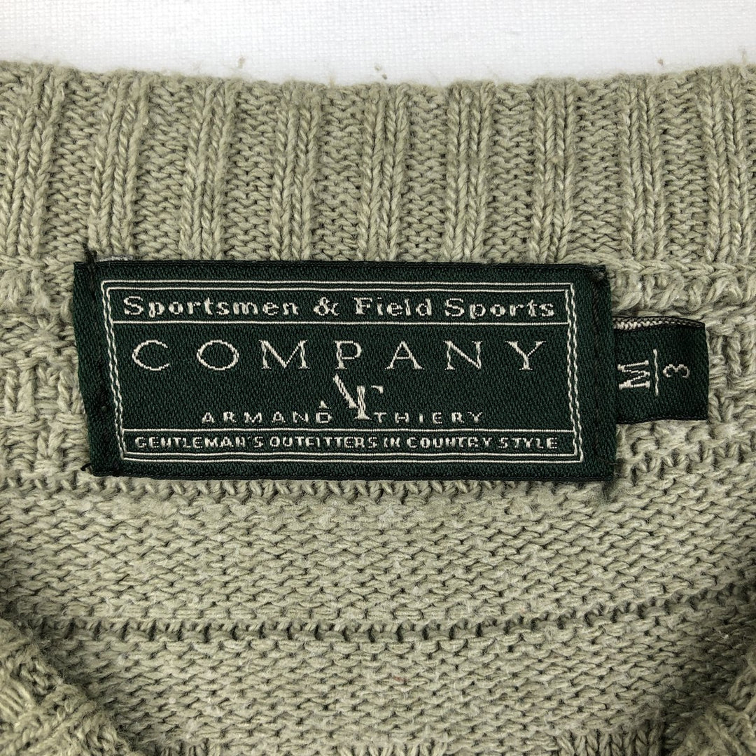 ARMAND THIERY Border Pattern Knit Sweater, Men's Size M (equivalent) unclear Khaki type beige Vintage Second Hand