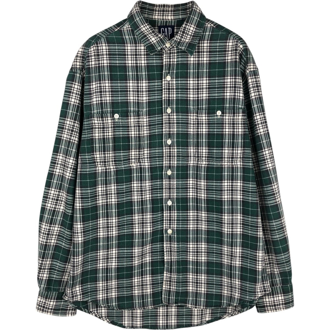 90'S GAP Vintage Long Sleeve Flannel Check Shirt, Men's XL unclear green type Vintage Second Hand