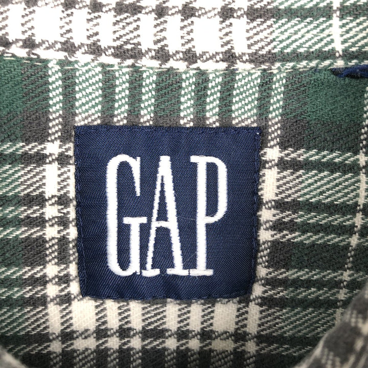 90'S GAP Vintage Long Sleeve Flannel Check Shirt, Men's XL unclear green type Vintage Second Hand
