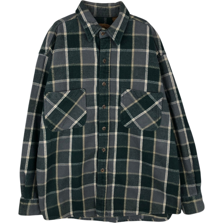 90s-00'S Vintage St. John's Bay Long Sleeve Flannel Check Shirt, Men's Size L cotton gray type Vintage Second Hand