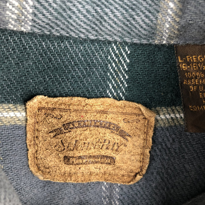 90s-00'S Vintage St. John's Bay Long Sleeve Flannel Check Shirt, Men's Size L cotton gray type Vintage Second Hand