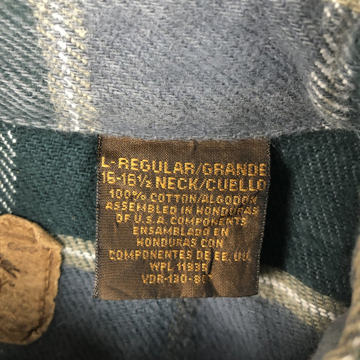 90s-00'S Vintage St. John's Bay Long Sleeve Flannel Check Shirt, Men's Size L cotton gray type Vintage Second Hand