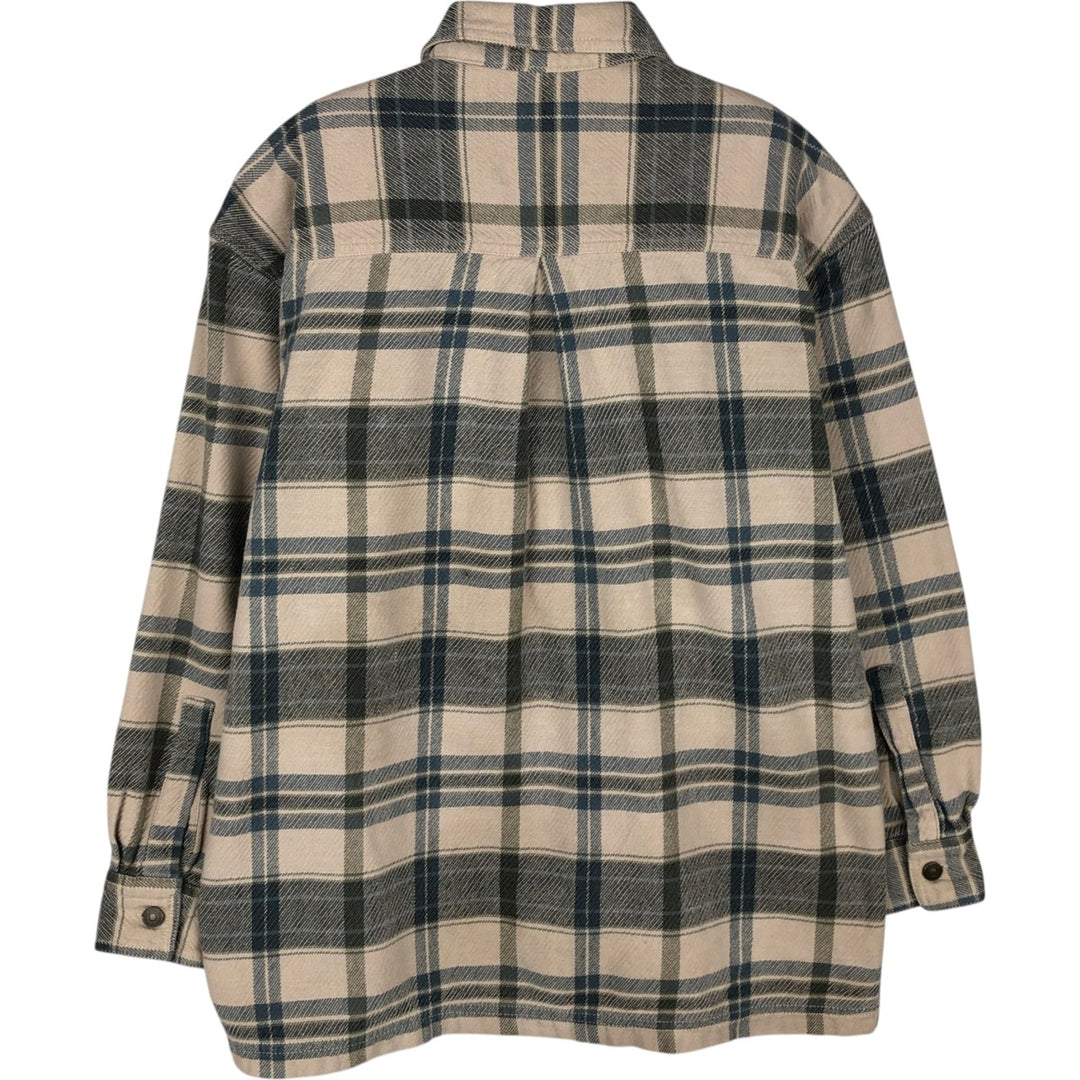 Levi's Check Pattern Long-Sleeve Flannel Check Shirt, Women's Size L (approx.) cotton Beige type Vintage Second Hand
