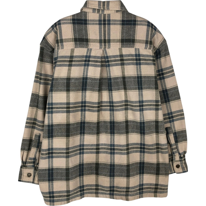 Levi's Check Pattern Long-Sleeve Flannel Check Shirt, Women's Size L (approx.) cotton Beige type Vintage Second Hand