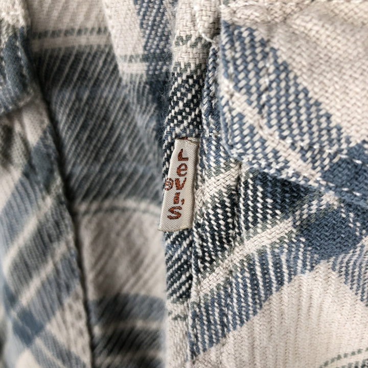 Levi's Check Pattern Long-Sleeve Flannel Check Shirt, Women's Size L (approx.) cotton Beige type Vintage Second Hand