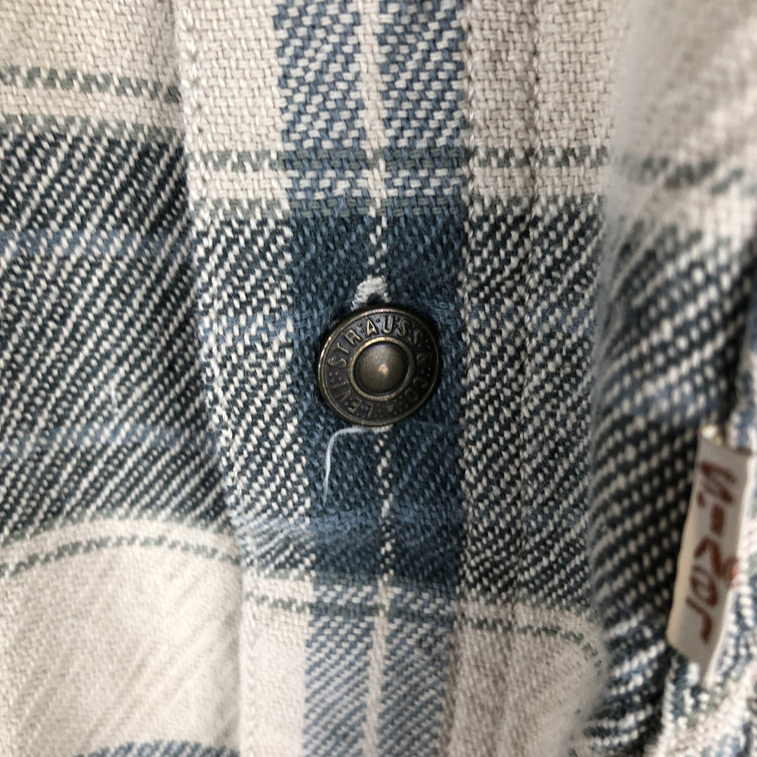 Levi's Check Pattern Long-Sleeve Flannel Check Shirt, Women's Size L (approx.) cotton Beige type Vintage Second Hand